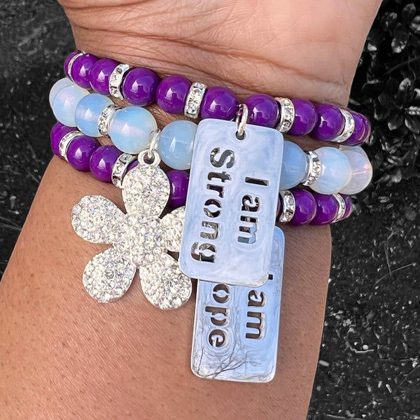 Triple Stack Bracelet Set - She Has Hope and Strong