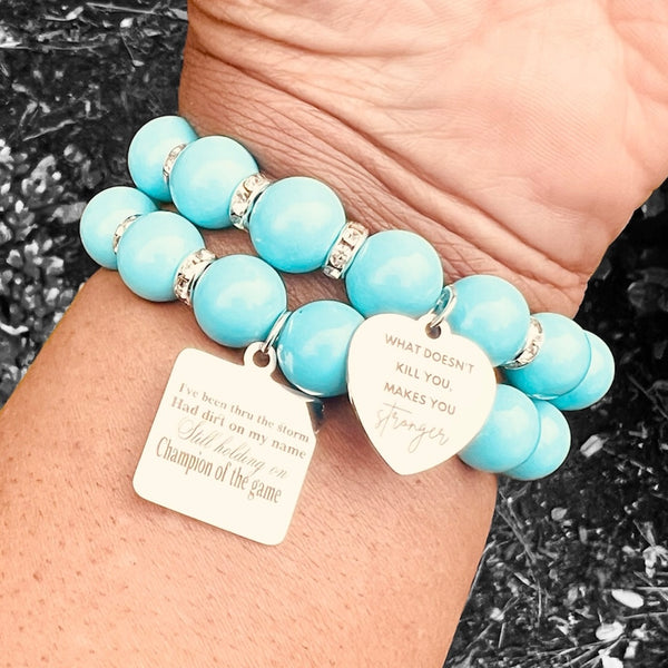 Double Stack Bracelet Set - She is the Champion of the Game
