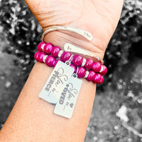 Double Stack Bracelet Set with Bangle - She is Fierce and Loved