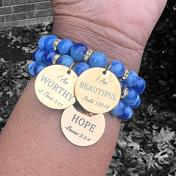 Triple Stack Bracelet Set - She is Beautiful and Worthy