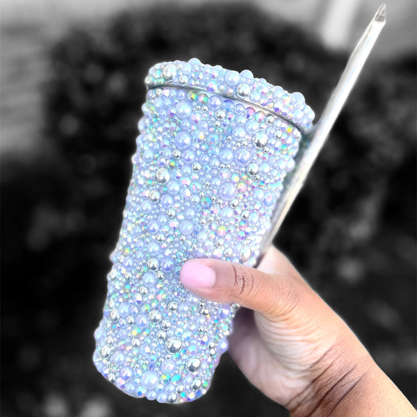 Rhinestone Tumbler with Straw - In The Clouds