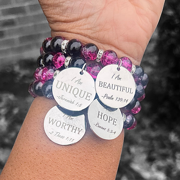 Quad Stack Bracelet Set - She is Beautiful and Worthy