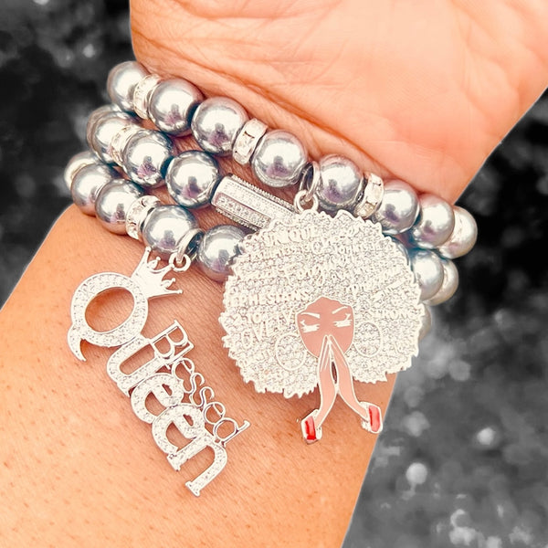 Triple Stack Bracelet Set - She is a Blessed Queen