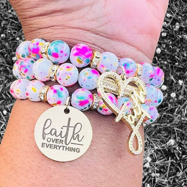 Triple Stack Bracelet Set - Faith Over Everything