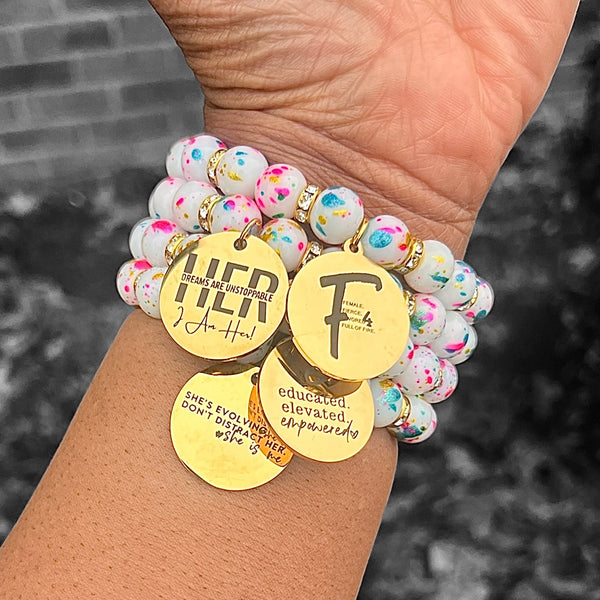 Quad Stack Bracelet Set - She is Educated, Elevated, and Empowered
