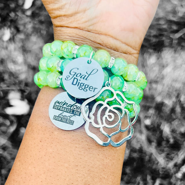 Triple Stack Bracelet Set - She is a Goal Digger