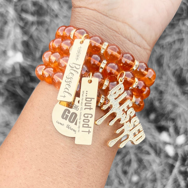 Quad Stack Bracelet Set - She is not Lucky, But Blessed