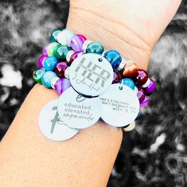 Quad Stack Bracelet Set - She is Educated, Elevated, Empowered
