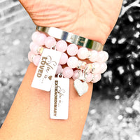 Triple Stack Bracelet Set with Bangle  - Pink