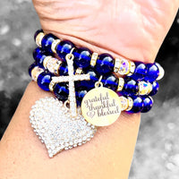 Triple Stack Bracelet Set -Grateful, Thankful, Blessed