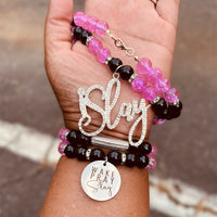 Necklace Set with Bracelet Stack - Wake, Pray, Slay