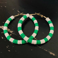 Medium Earrings - White and Green