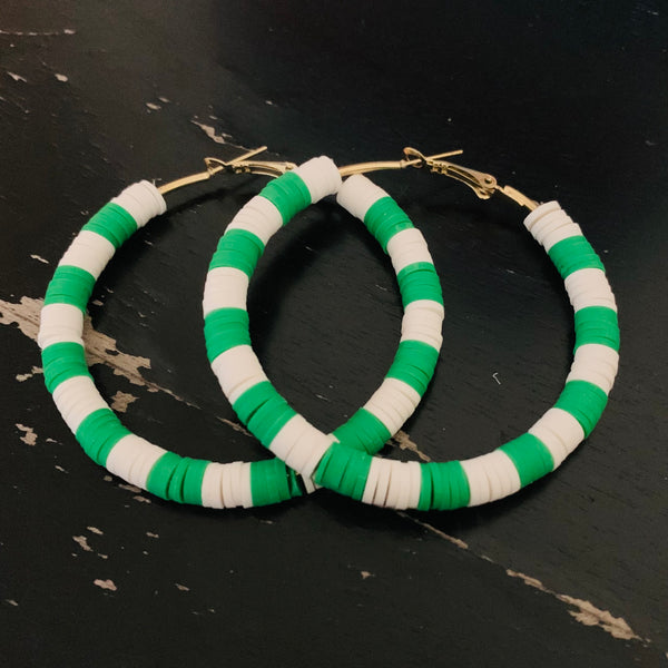 Medium Earrings - White and Green