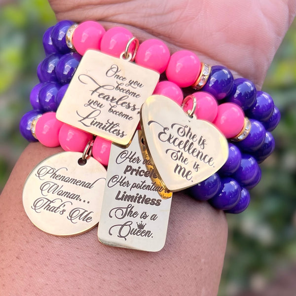 Quad Stack Bracelet Set - She is Excellence, She is Me