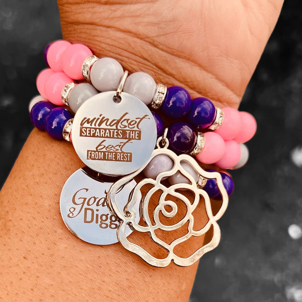 Triple Stack Bracelet Set - She is a Goal Digger