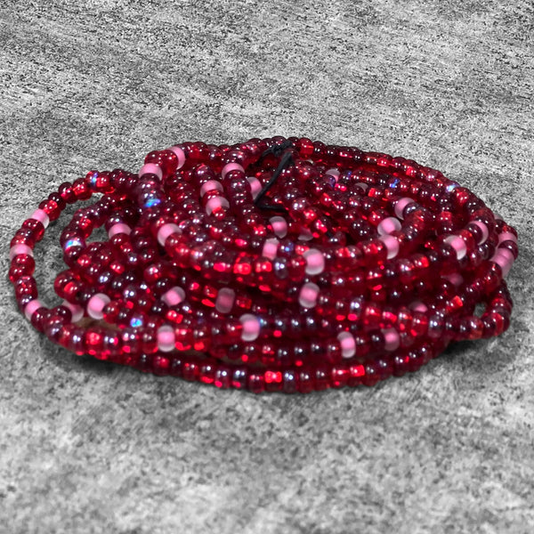 Elastic Tie On Waist Beads - Red Mix