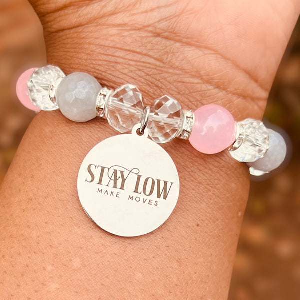 Single Bracelet - Pink, Gray, and Clear