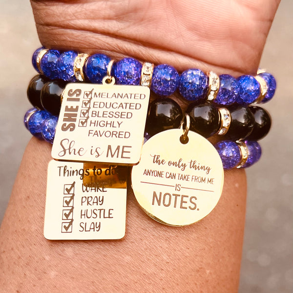 Triple Stack Bracelet Set - Wake, Pray, Hustle, Slay