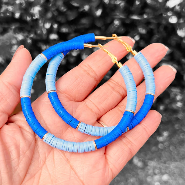 Medium Beaded Earrings - Shades of Blue