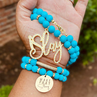 Necklace Set with Bracelet Stack - Wake, Pray, Slay