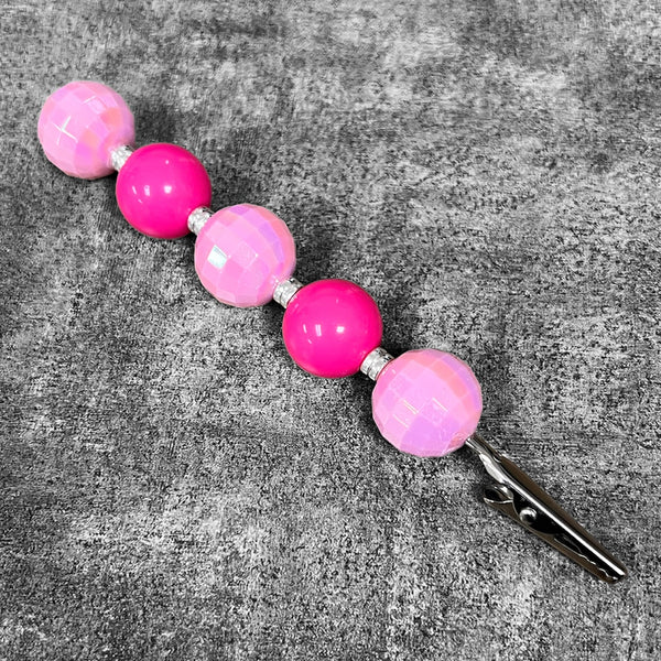 Beaded Alligator Clip - Pink and Hot Pink