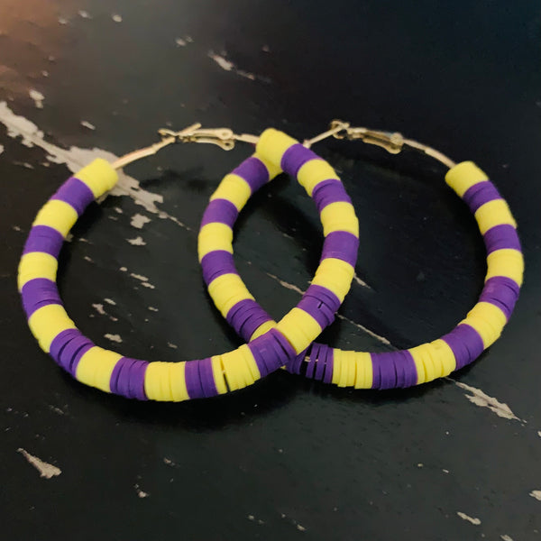 Medium Earrings - Yellow and Purple