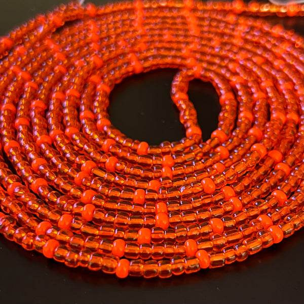 Elastic Tie On Waist Beads - Orange