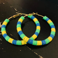 Medium Earrings - Blue, Yellow, and Green