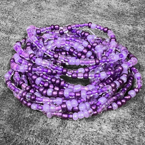 Elastic Tie On Waist Beads - Purple Mix