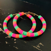 Medium Earrings - Green, Pink, and Orange